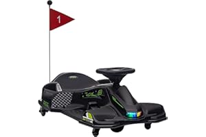 HOMCOM Elektryczny gokart dla dzieci, 12 V, 3-8 km/h, z trybem dryfowania, powolnym startem, muzyką, pas bezpieczeństwa, pojazd dla dzieci w wieku 8-12 lat, czarny