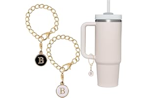 SHANFAA 26 Letter Charm Accessories for Stanley Cup 2PCS Initial Name ID Personalized Handle Charm for Stanley Tumbler (B)
