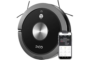 ‎ZACO ZACO A9sPro Saugroboter mit Wischfunktion, App & Alexa, 7,6 cm flach, Staubsauger Roboter mit Raumkarte & Mapping, bis 2h Laufzeit, leiser Roboterstaubsauger für Teppich, Tierhaare & Parkett, schwarz…
