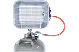 ‎GÜDE Güde Gasheizstrahler GHS 4200PIEZO (2,9-4,5 kW Heizleistung, 210-327 g/h Gasverbrauch, 40 cm Gasschlauch, rostfreier Reflektor, Schutzgitter, Druckminderer, Piezozündung, Thermosicherheitselement)