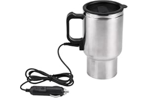 KEENSO 450ml 12V taza del coche eléctrico del acero inoxidable, calefacción de viaje termo eléctrico del enchufe calderas taza de café del coche calentador con el adaptador Otros aparatos eléctricos