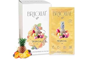 BRAGULAT/Saborizantes de agua Sin Azucar, con fruta deshidratada, Vitamina C y B12, colorantes y sabores naturales (15 Sobres Tropical)