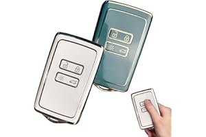 TIAMORPH 2pcs Car Key Covers 4 Buttons Key Fob,TPU Key Card Case Shell Compatible with Clio Espace 5 Kadjar Captur Dacia Duster 2 Megane (IV/4) etc. Smart Car Key Case