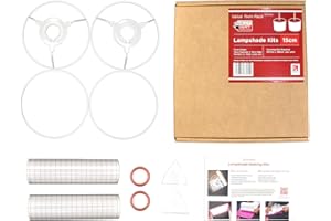 Drum Lampshade Making Kit Twin Pack - Use with Pendant Ceiling Lights, Table and Floor Lamps, Drum Circle Shape Needcraft UK DIY use with Fabric, Textile, Wallpaper of Choice. (White, 15cm)