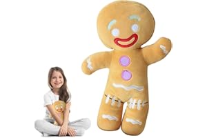 MOSLATE Shrek Toys Biscotto Peluche Omino di Pan di Zenzero da 11,8 Pollici Cuscino per Omino di Pan di Zenzero Simpatico Cuscino per Dormire, Adorabile Omino di Pan di Zenzero Peluche Morbido Divano