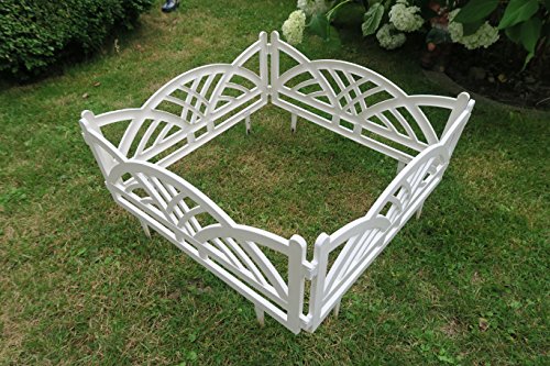 Französisches Flair im Garten mit diesem Zaun in weiß im Set zu 2,40 m Rasenkanten Beeteinfassung Palisade Beetumrandung Zierzaun Gartenzaun - 5