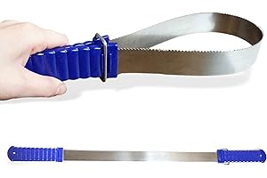 PFERDELINIS Welding Knife for Horses - 2-Way Function, Ideal Metal Curry Comb for Removing Sweat, Water & Prongs for Cleaning Dirt and Loose Hair for Grooming (Blue Handle)