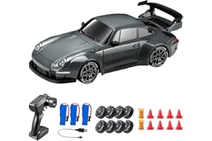 Vmxlso RC Drift Car, 1:24 Remote Control Car, 2.4GHz, 20km/h High Speed 4WD, with LED Lights, 2 Speed Modes, Racing and Drifting Tires, 3 Batteries, Mini RC Drift car Toy Gifts