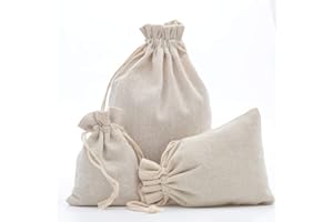DAHI 25pcs Petits Sacs en Tissu Sachet Coton 13x18cm Sac Toile de Jute Pochette Tissu Cordon Sac en tissu Bijoux Sacs Cadeaux Sachet de Thé Reutilisable