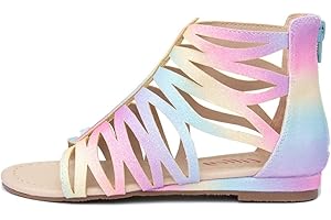 Lilley Girls Rainbow Glitter Zip Up Sandals