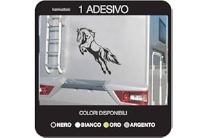 kamiustore Adesivo Cavallo per Camper, roulotte, furgoni Van e Barche in Vinile per Esterni - 1 Adesivo 60x60 cm (Bianco)