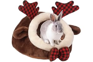 Urijk Panier pour Cochons d'Inde Adulte et Bébé en Peluche avec Coussin Amovible Ultra Doux et Confortable Nid Lit Maison Niche Grotte Abri Chaud pour Hérisson Hamster Chinchilla Écureuil Lapin Chat