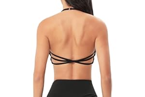 TZLDN Women Workout Backless Sports Bra Removable Padded Strappy Low Impact Support Open Back Gym Bras Yoga Crop Tank Top