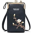 MOCA Women Sling Cross-Body Wallet with Mobile Cell Phone Holder Pouch Pocket Purse Clutch Bag with Card Slots/Shoulder Strap For Womens (Black)