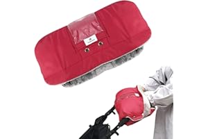 Eurobuy Stroller Gloves, Flannel Winter Waterproof Anti-Freeze Thick Stroller Hand Muff with Phone Pocket Baby Stroller Pushchair Hand Warmer Mittens for Stroller Buggy Pram