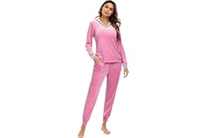 Totatuit Tuta Donna da Ginnastica in Velluto Tuta da Casa Set Tuta Sportiva Casual Pigiami Due Pezzi Pigiama Donna Pile Set Inverno da Yoga Jogging Training Sportwear con Coulisse