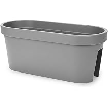 Jardinière Balcon Ovale 60x28 Cm Anthracite Spetebo - Pot Fleurs Avec Fixation Balustrade - Résistant Intempéries