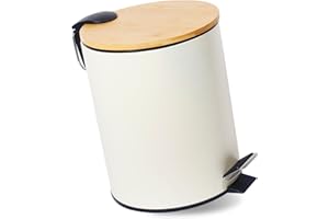 GREELUE 5L Kosmetikeimer Metall, Badezimmer Mülleimer mit deckel, Mülleimer Bad mit Absenkautomatik (Soft Close) (Beige 5L)