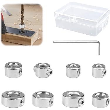 Boorstopper voor boor, variabel 2-11 mm, boorstop van aluminium, diepteaanslagset voor houtboren en houtspiraalboren 3-5,5 mm en 6-11 mm, boorstopkraagset van goede kwaliteit, gecoat