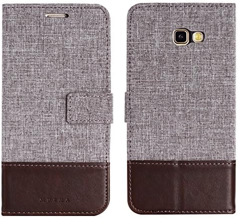 Samsung Galaxy A7 2017 WALLET CASE Textile fabric Artificial leather bag Protective cover Mobile phone case Business card compartment and stand function (RED)