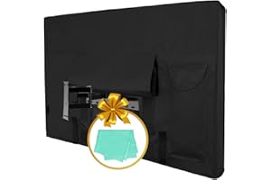 Easy-Going Outdoor TV-Abdeckung für 22 bis 61 cm (22 bis 24 Zoll) LCD-, LED-, wasserabweisend, wetterfest und staubdicht, TV-Displayschutzfolien mit Reinigungstuch (24 Zoll, Schwarz)