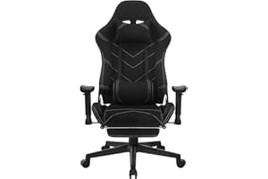 WOLTU Sedia Gaming Tessuto Traspirante Sedia Ufficio Ergonomica con Poggiapiedi Schienale & Sedile Grandi per Persone di Taglia Grande Nero