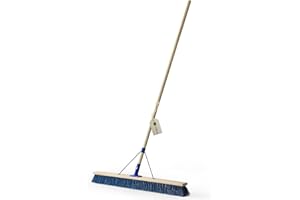KADAX Balai de rue à long manche en bois et nylon avec support de manche en métal, large balai industriel confortable, sable, différentes tailles (100 cm)