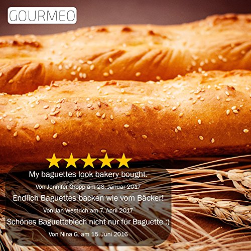GOURMEO Baguette-Backblech / Baguetteform / Baguetteblech 38,5 x 28 cm für 3 Baguettes mit Antihaftbeschichtung in Silbergrau – mit 2 Jahren Zufriedenheitsgarantie - 5