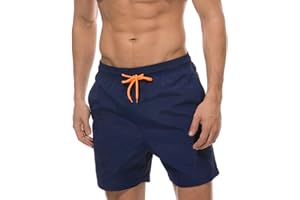 Qrity Męskie szorty kąpielowe, kąpielówki męskie, chłopięce, spodenki plażowe z kieszeniami, szybkoschnące, szorty plażowe, regulowany sznurek