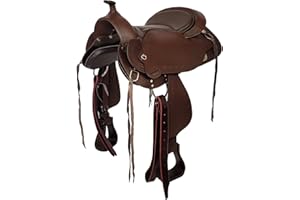 A&M Reitsport Baumloser Westernsattel Portland aus geöltem Büffelleder mit Klettkissen, Größe:17 Zoll