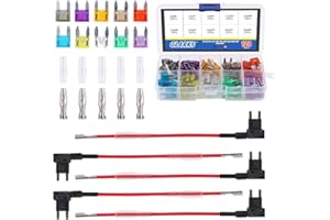 Glarks 12 V 5-pak bezpiecznik samochodowy Add-A adapter TAP mini ATM APM gniazdo bezpiecznika z 120 szt. 2A 3A 5A 7,5 A 10A 15A 20A 25A 30A 35A zestaw bezpieczników, łącznie 130 szt
