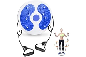 Roysmart Twist Waist Disc Balance Board mit Kordelzug, Fitness Drehscheibe Waist Wriggling Plate Fitnessgeräte, Aerobic-Übungen Fitness, Widerstandsbänder Massage-Fußsohle Heimfitnessgeräte - Blau