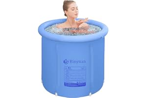 B&Y Faltbare Erwachsene Badewanne, 75x75cm Eisbaden Tonne Aufblasbare Eisbad für Athleten und Sportler Freistehende Ice Tub Eisfass für Outdoor