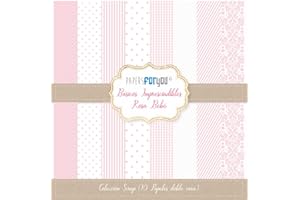 PAPERSFORYOU Colección 10 Papeles Scrap doble cara 180gr 12"x12" Básicos (Rosa Bebe)