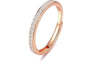 JeweBella Bague Femme en Argent 925 Bague Argent Femme Zircone Cubique Bague Réglable pour Mariage Alliance Anniversaire Bijoux Femme