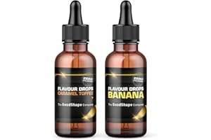 ‎HELLOSHAPE Flavour Drops zuckerfrei Set 2x 50 ml - Karamell-Toffee & Banane | Geschmackstropfen OHNE KALORIEN zum Süßen mit Pipette | vegan | Für Naturjoghurt, Porridge oder Quark
