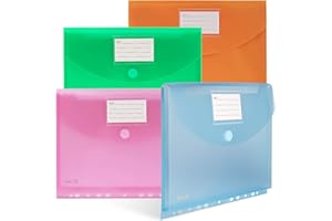 ANICOLL Dokumententasche A4- 20 Pack dreidimensionale A4 Dokumentenmappe Sammelmappen für Dokumente Organisieren mit Binderlöcher/Klettverschluss und Etikettentasche wasserdicht jede bis zu 300 Papiere