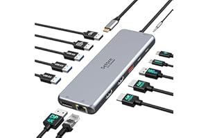 SELORE&S-GLOBAL USB C Docking Station Dual Monitor 2 HDMI Adapter DisplayPort Multi Display Hub 3 Monitor Laptop Dock with Ethernet PD 100W 10Gbps USB C USB 3.1 4K HDMI DP for Asus Lenovo HP Microsoft Surface