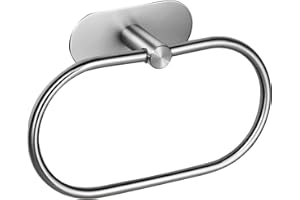 Ambrosya - Porte-Serviettes sans Perçage - Support de Porte-Serviettes de Salle de Bain Crochet Anneau Mural à Coller (Acier Inoxydable (Brossé))