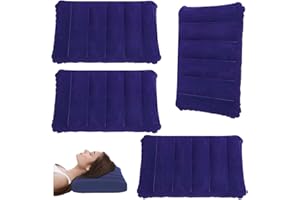 LNGJIN Cuscino da Viaggio,4 Pezzi Cuscini Gonfiabili,Cuscino da Collo,Comodi Cuscini da Viaggio,Cuscino Campeggio Ultraleggero,Cuscini Gonfiabili Spiaggia (blu)