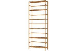 FOREHILL Estantería Bambú Baño de 6 Niveles, Estanterías Almacenaje Cocina, Estantería para Baño, Cocina, Salón, Estructura Estable, Natural, 60x26x161cm