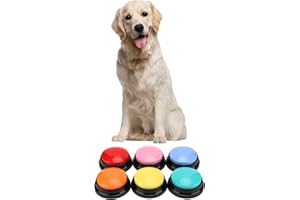 LUQEEG 6 Kolorowych Przycisków do Nagrywania dla Psów, Przyciski dla Psa do Komunikacji, Zestaw Przycisków Psa Mówiącego, 30 Ssekundowe Nagrywanie i Odtwarzanie — 6 Pakietów Kolorów