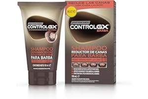 Just For Men Control GX Champú Para Barba, Reduce Gradualmente las Canas en Cada Lavado Para Resultados Sutiles Y Naturales, Para Todos Los Tonos, 118 ml