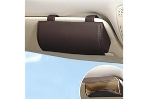 ontto PU Pelle Custodia Portaocchiali da Auto Scatola Portaocchiali Supporto per Parasole per Auto Clip per Occhiali da Sole Decorazione per la Maggior Parte dei Veicoli Automobilistici-Marrone