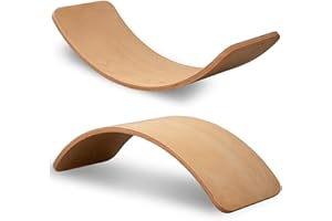 SmartToys4U Wooden Balance Board Kids Toddler Montessori Wobble Board with Felt Autism Friendly Waldorf Sensory Toy Children Natural Wood Curvy Seesaw Fitness Board for Adult Indoor Outdoor