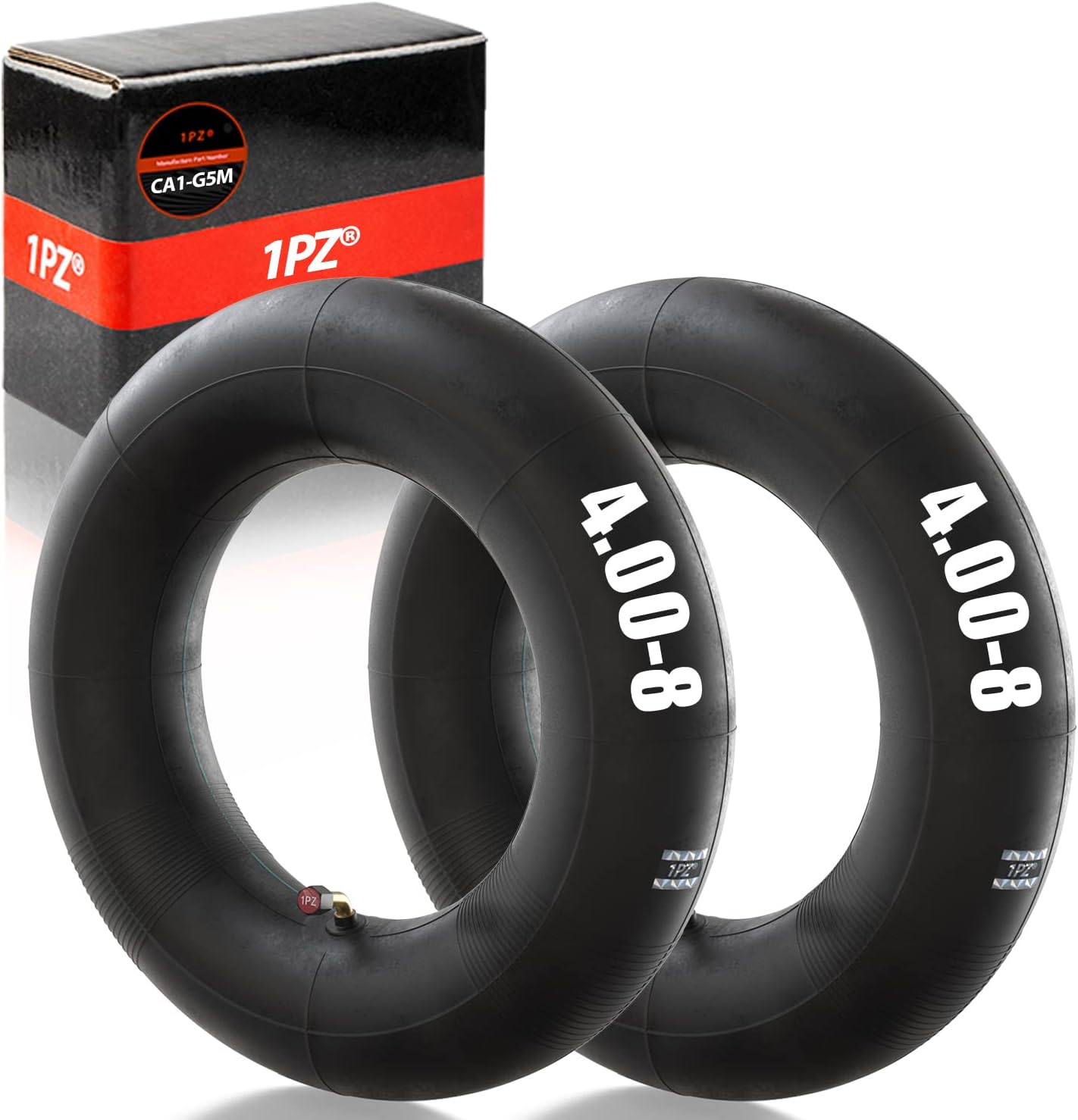 1PZ UK4-48A 2 Pack of 4.80/4.00-8 4.00-8 Heavy Duty Inner Tube with TR87 Angled Bent Valve for Wheelbarrow Minibike Go Kart Mower Hand Truck Cart Trailer Trolley Tire Tyre Butyl Rubber Durable