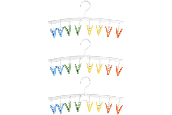Roellgs 3-pack strumptorkare, roterande torkställ för strumpor, underkläder, babykläder och hattar