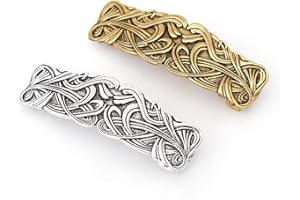 KZTHA 2 Stücke Vintage Keltische Haarspange Klemme Mittelalter Wikinger Haarschmuck für Frauen Mädchen Braut Haarschmuck Haarnadeln Hochzeit(Gold Silber)