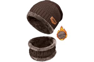 heekpek Męska zimowa czapka z szalikiem, ciepłe kapelusze z dzianiny Beanie Czapka i szalik Zima męska Beanie z szalikiem