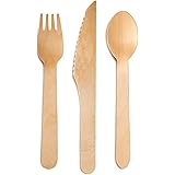 HEYNNA® Disposable Cutlery Set, Environmentally Friendly and Plastic Free, Made of Wood, 100% Biodegradable, Wooden Cutlery,